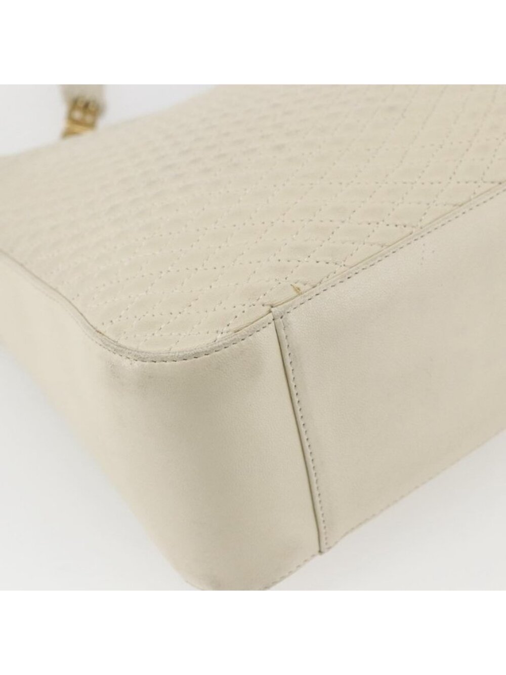 Authentic BALLY Shoulder Bag Leather Ivory Gold - Picture 3 of 16